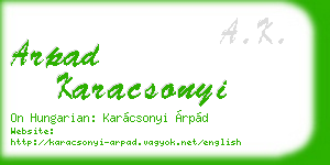 arpad karacsonyi business card