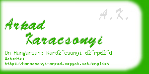arpad karacsonyi business card